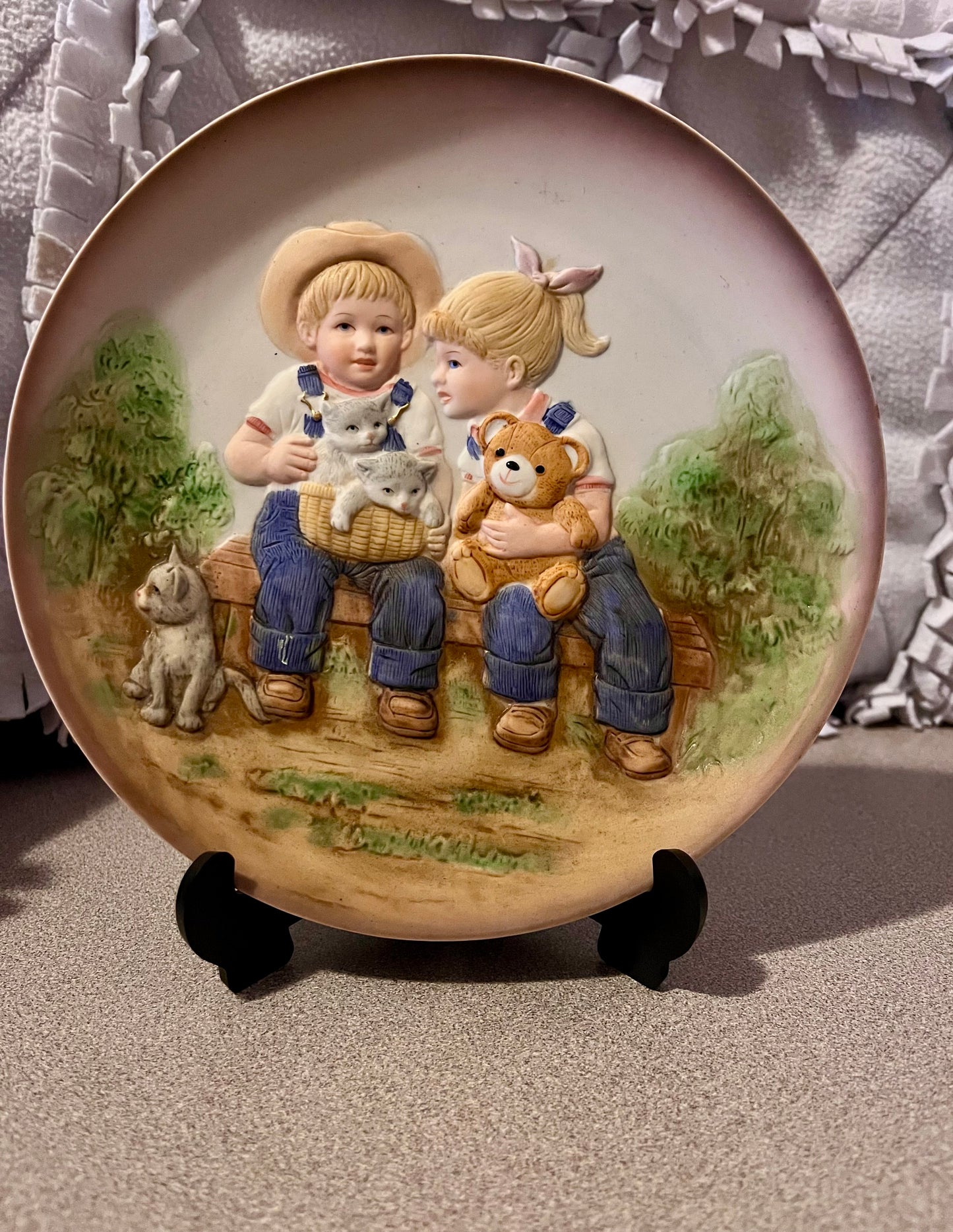 Denim Days Plate with Stand.