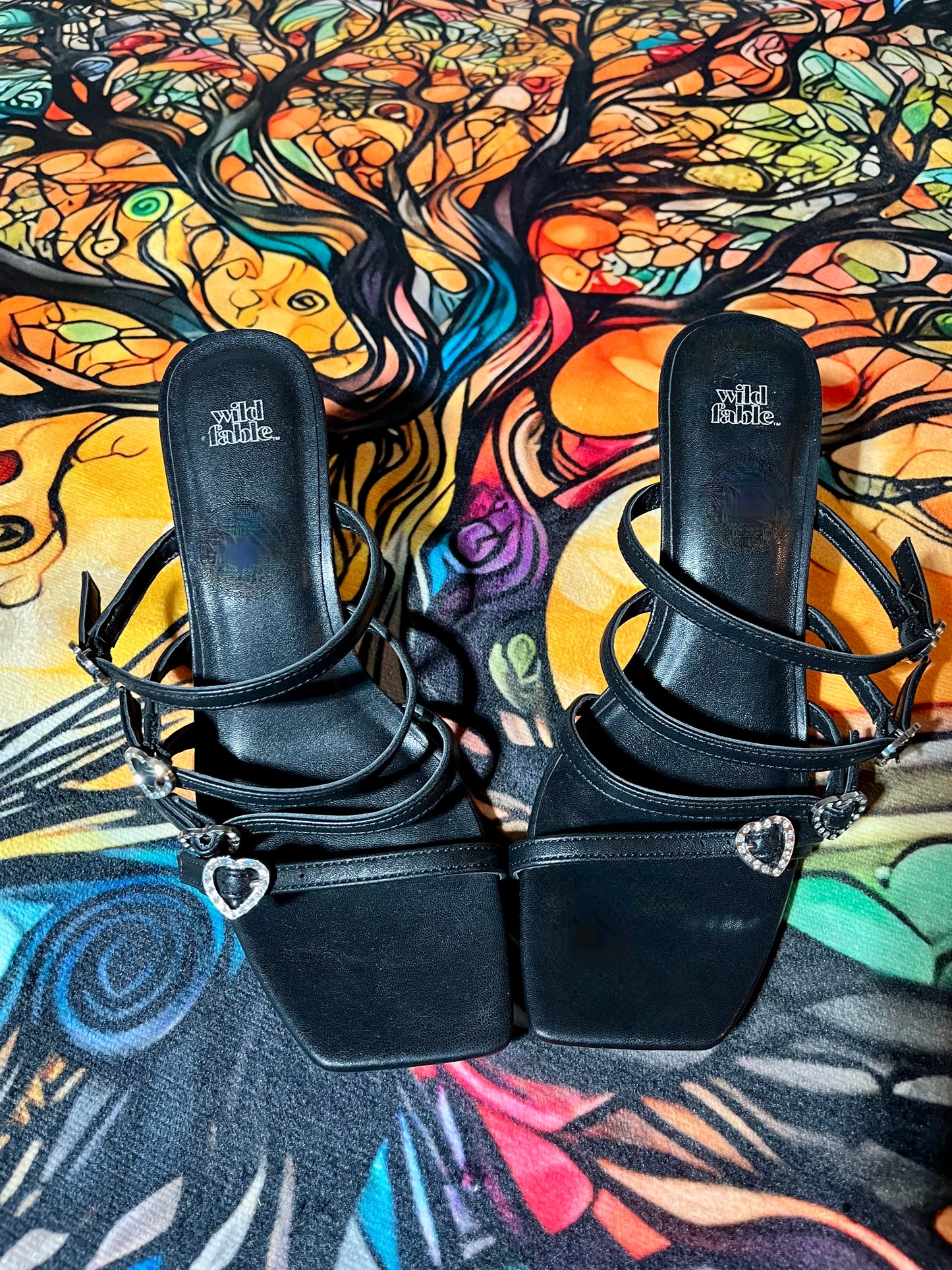 Wild Fable Black High Heels with Heart Accents- Size 8