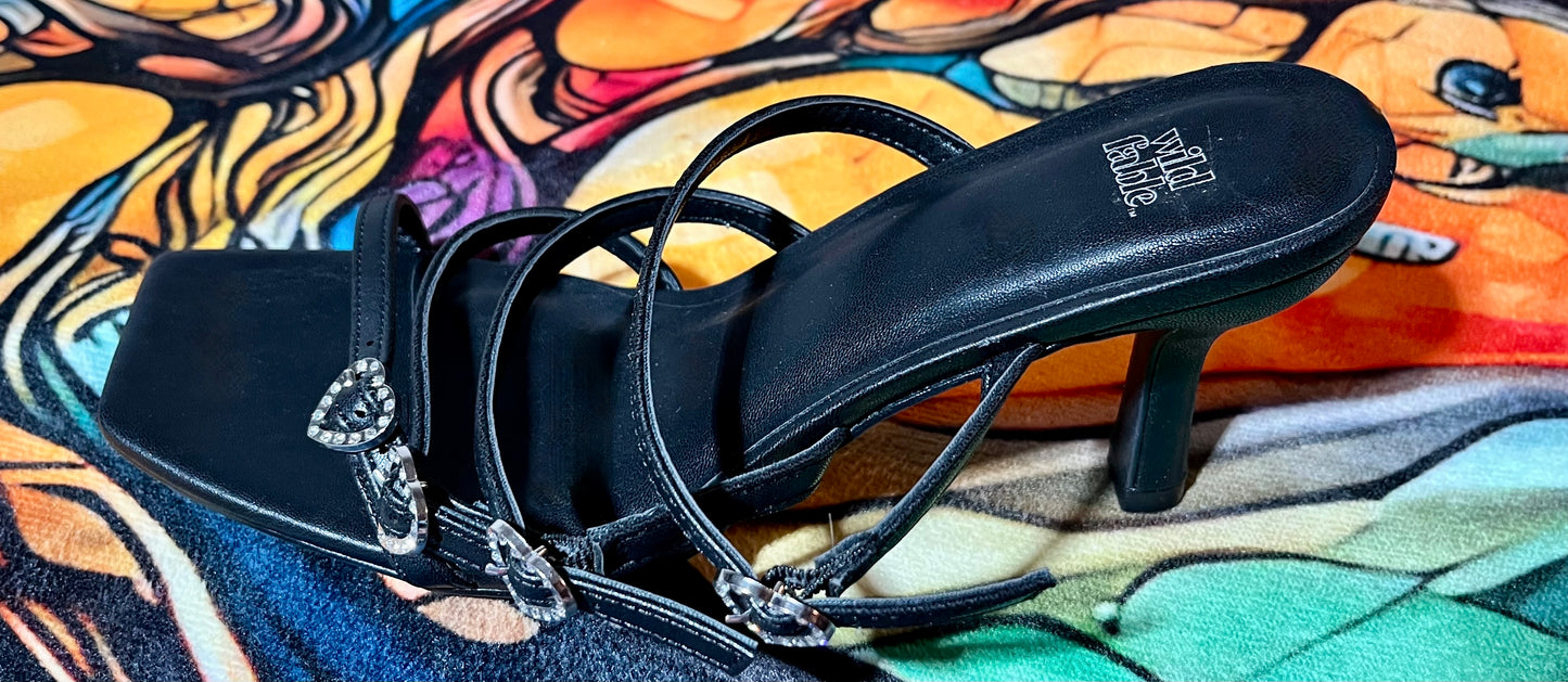 Wild Fable Black High Heels with Heart Accents- Size 8